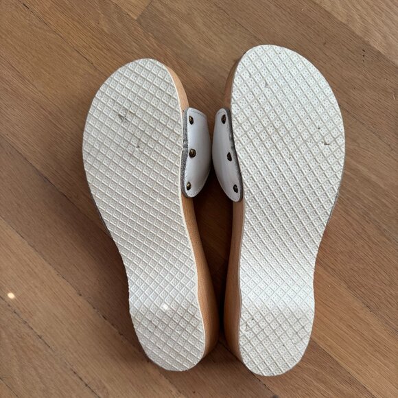 Dr. Scholls Original Exercise Sandals White Leather Wood Vtg Made in Italy EUC - Picture 6 of 6